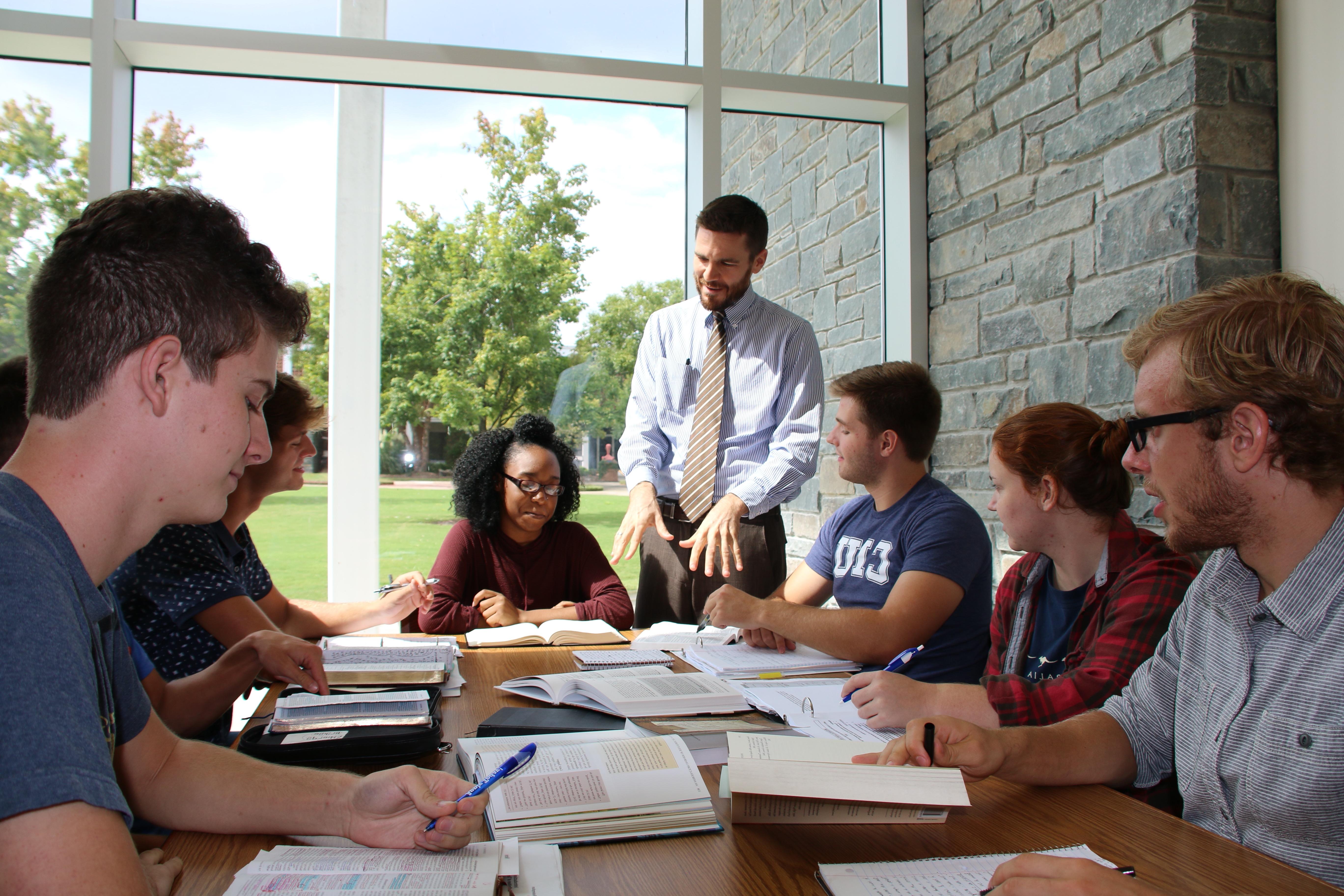 Dr. Matthew Haste teaching a class at Columbia International University.